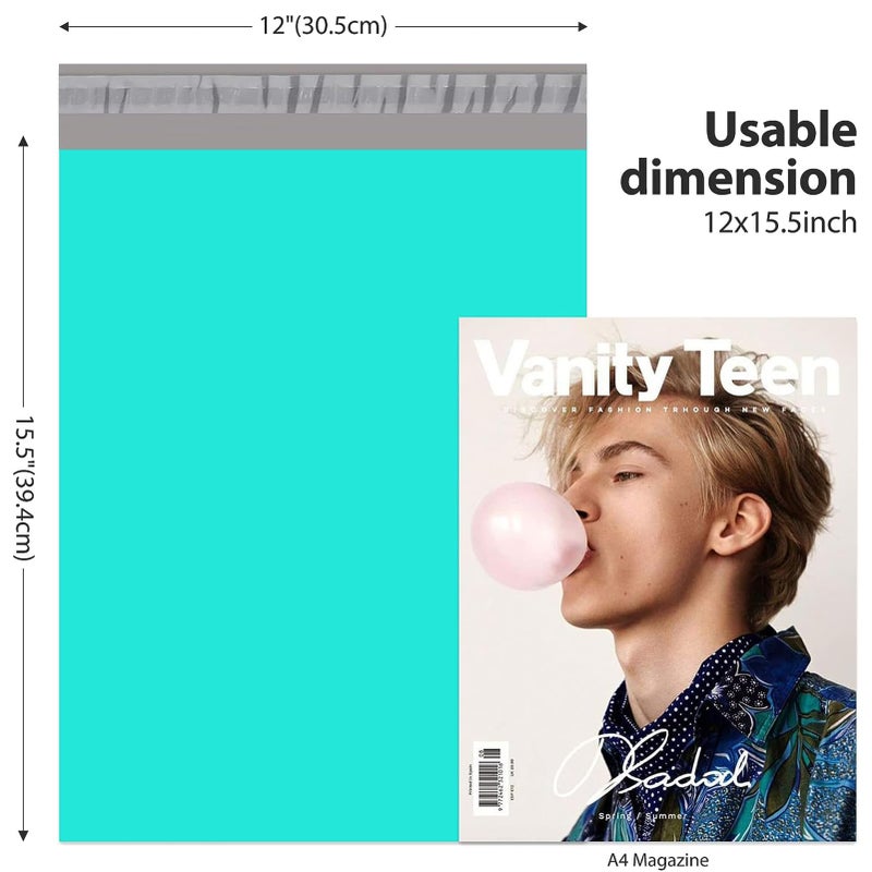 Fuxury Poly Mailers 12x15.5 Inch 200pc Teal, Shipping Envelopes for Clothing, Self Sealing Envelopes Boutique Custom Bags Enhanced Durability Multipurpose Keep Items Safe Protected - Image 2
